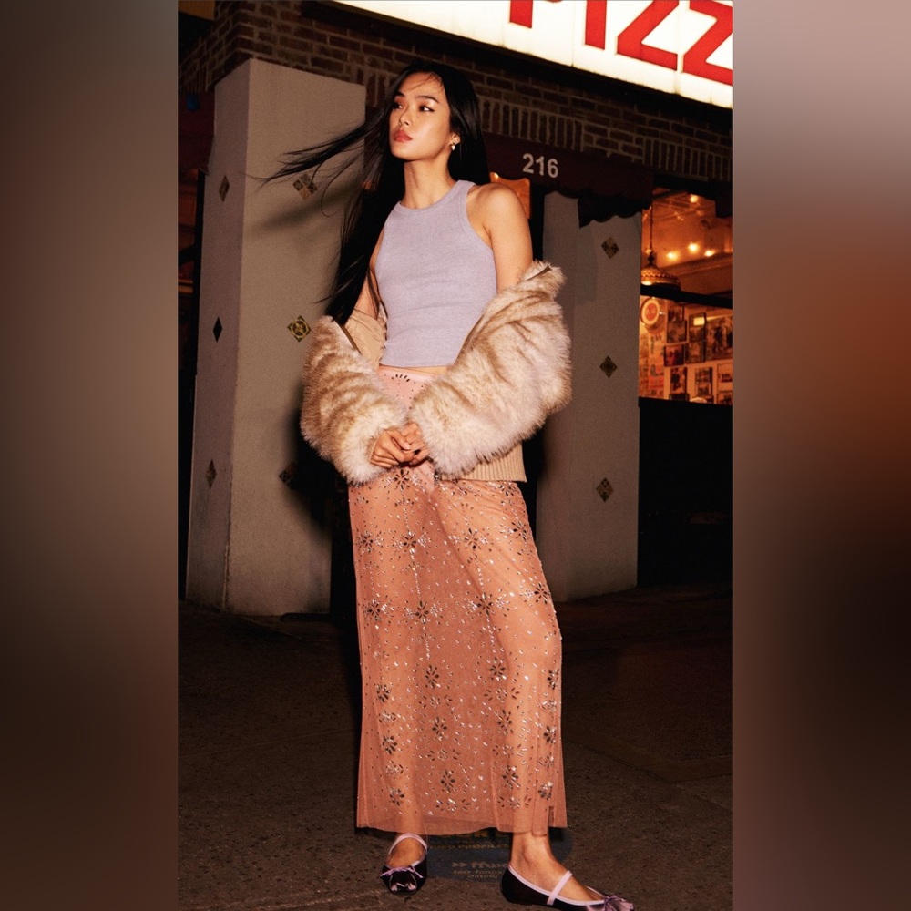 ANTHROPOLOGIE Crystal Sheer Maxi Skirt - Picture 2 of 12